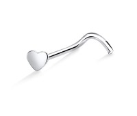 Heart Silver Curved Nose Stud NSKB-140s